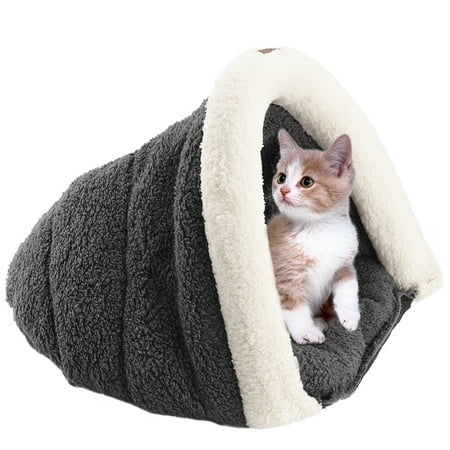 Petacc Detachable Pet Sleeping Bag Ultra Soft Sofa Cushion Warm Sack Fit Small Sized Dogs And Cats Dark Grey