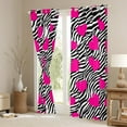 thumbnail image 3 of Castle Fairy Zebra Print Black Out Curtains,Love Heart Print Curtains Pack of 2 (42x63 Each),Black Pink Bedroom Curtains,Ultra Soft Abstract Home Decor, 3 of 6