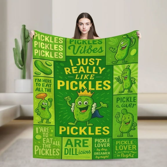 Pickle Gifts Blanket Soft Cozy Flannel Throw Lovers - Funny Pickle Themed 50x40