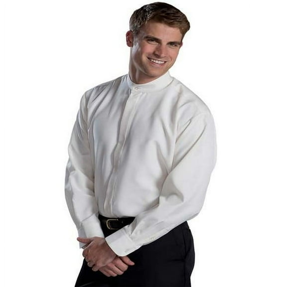 1392 Men's Batiste Long Sleeve Banded Collar Shirt