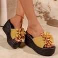 thumbnail image 5 of Women's Wedge Sandals Slip on Slides Platform Round Open Toe Backless Fish Mouth Comfortable Slipper Dressy Summer Casual Shoes Yellow 9.5(43), 5 of 9