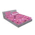 thumbnail image 2 of Ambesonne Abstract Fitted Sheet & Pillow Sham Set, Valentine Romance Love, Queen, Fuchsia Red Salmon, 2 of 2
