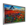 thumbnail image 2 of Designart 'Blossoming Red Poppy Fields With Distant Tree' Traditional Framed Art Print, 2 of 4
