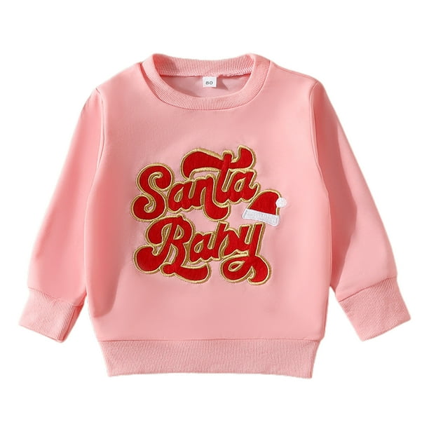 Blusas Manga Larga Gibobby Para Niñas Niños pequeños bebés Navidad Manga larga otoño invierno cálido Rosa 12-18 Meses