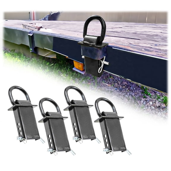 4 Pack 5/8 Inch Stake Pocket D Rings, 18000 lbs | Heavy Duty Adjustable Trailer Stake Pocket Tie Down Utility for Flatbed Trucks & Trailer w/ Hitch Pin,  4 Holes for Adjustment