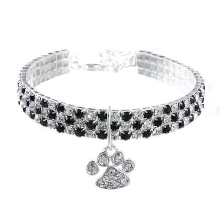 RayMinsino Pet Collar with Diamonds  HYZ01 Adjustable Crystal Diamond Elastic Heart Claw Pendant Wedding cat and Dog Small pet Necklace Jewelry