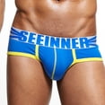 thumbnail image 2 of HUPOM Mens Underwear Boxer Briefs Male Thongs Medium waist Comfort Waist Solid Boxer Briefs Blue M, 2 of 4