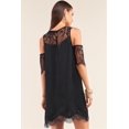 thumbnail image 3 of Black Cold Shoulder Lace Trim Back Button Up Mini Dress M, 3 of 3