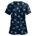 thumbnail image 5 of NIEWTR Women's V Neck Patterned Scrub Tops Durable Summer Tees Medical Nurse Uniforms with Pockets(Navy,2XL), 5 of 5