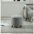 thumbnail image 6 of Better Homes & Gardens Round Tufted Storage Ottoman, Gray Faux Linen, 6 of 12