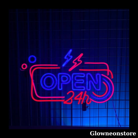 Glowneon Open 24H Neon Sign, Open 24H Led Sign, Welcome OPEN Coffee Shop Party Décor