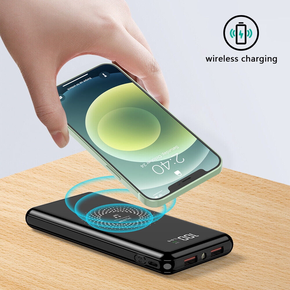 1000000mAh Qi Wireless Power Bank Backup Fast Portable Charger External Battery