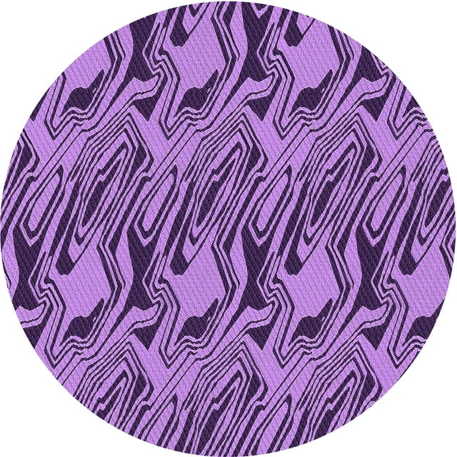 Ahgly Tapis Rond Lavable en Machine Intérieur Transitionnel Violet Violet, 3 Pieds Rond