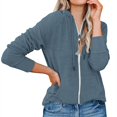 thumbnail image 3 of Dezsed Womens Hoodies Full Zip Long Sleeve Lightweight Hooded Sweatshirts Active Casual Thin Cotton Hoodie Jacket Coat with Pocket Navy XXL Clearance, 3 of 6