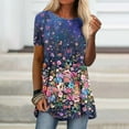 thumbnail image 1 of ICHUANYI Clearance Fashion Woman Causal Round Neck Printing Blouse Short Sleeve T-Shirt Summer Tops(Navy, XL) ICHUANYI WER2023080712055, 1 of 5