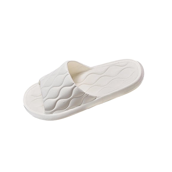 Womens Mens Home Slippers Summer Indoor Open Toe Non-Slip Slides Couple Family Bathroom Shower Sandals Shoes White 5.5-6