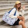 thumbnail image 4 of Pzuqiu Large Capacity Quilted Tote Bags for Women, Reversible Lightweight Floral Blue Puffer Shoulder Handbags for Work, Travel, Shopping, College, Everyday Use, 4 of 7