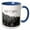 Blue/White, variant on 3drose, Keep It Simple on a Black and White Photo of Trees on a Mountainside., 15oz Two-tone Black Mug