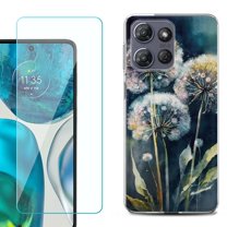 For Motorola Moto G 5G 2025 Phone Case Cover with Tempered Glass Screen Protector, by OneToughShield - Dandelion Color