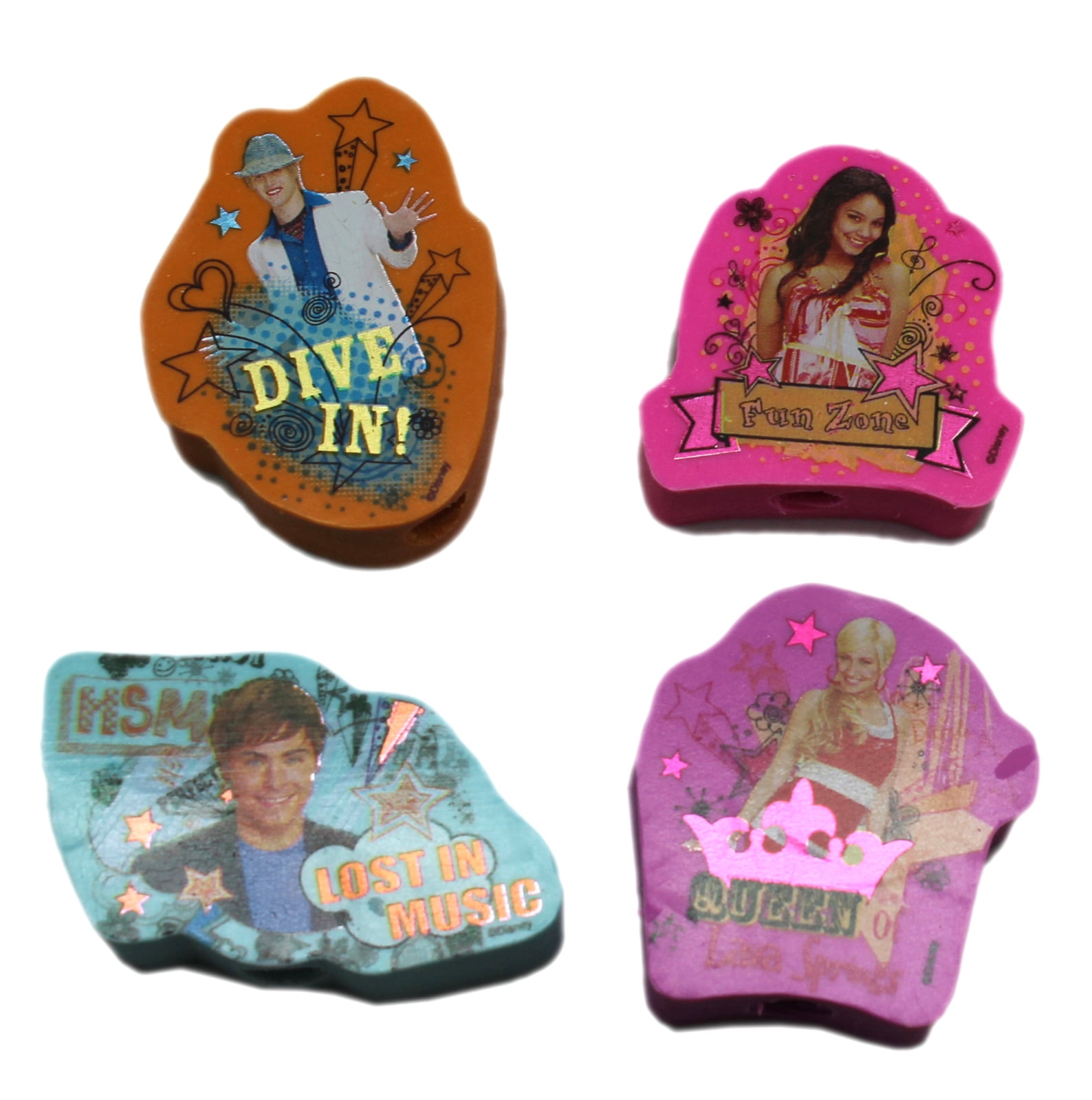 High School Musical Assorted Color and Character Large Pencil Top Erasers -  Walmart.com