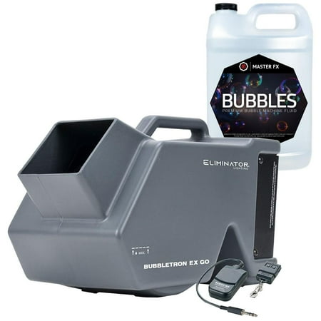 ADJ Bubbletron Go Battery Powered Rechargeable Bubble Machine with Master FX BF-PB-1 Bubble Machine Fluid (1 Gallon) Package