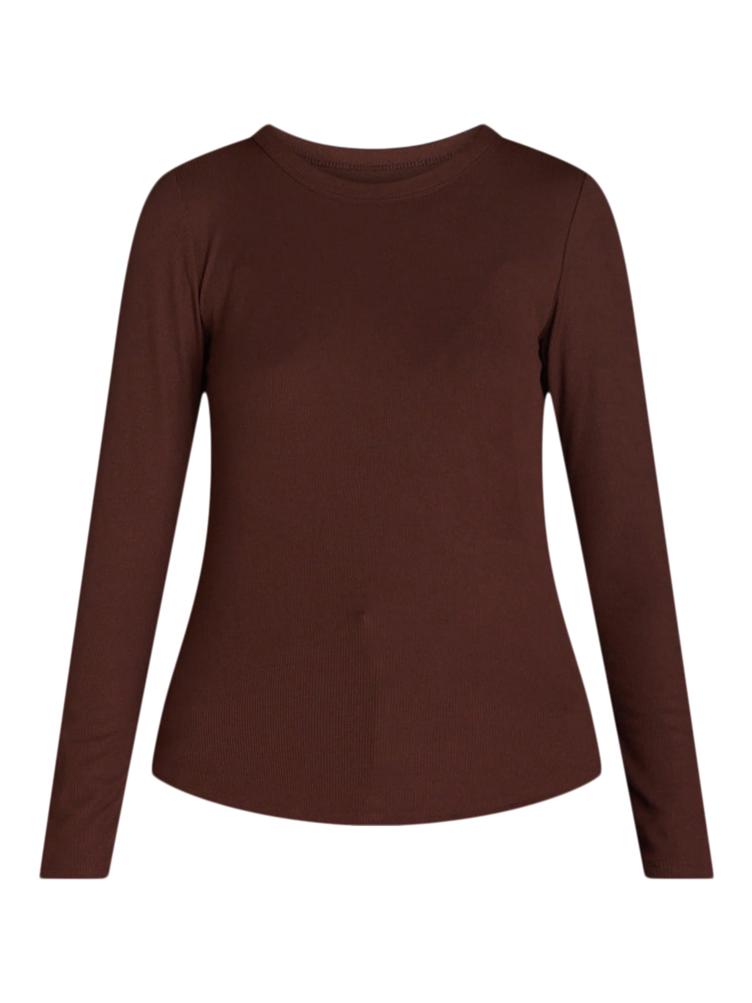 No Boundaries Ribbed Crewneck Tee with Long Sleeves, 1 or 2-Pack