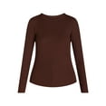 thumbnail image 3 of No Boundaries Ribbed Crewneck Tee with Long Sleeves, 1 or 2-Pack, Women's & Women's Plus XXS-XXL, 3 of 4