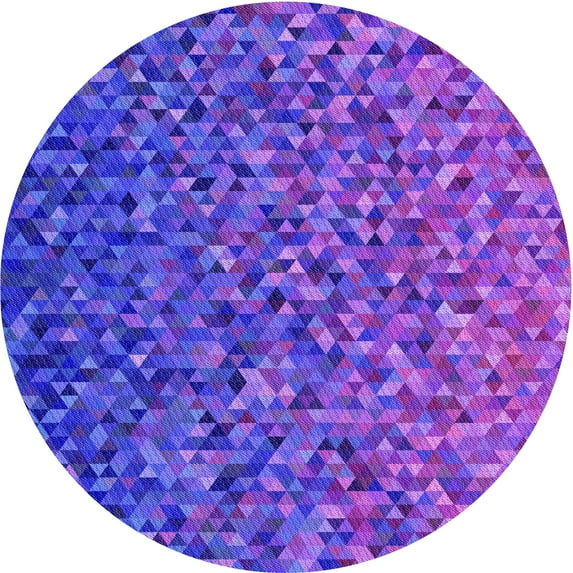 Ahgly Company Machine Washable Indoor Round Transitional Aztech Purple Area Rugs, 3' Round