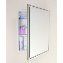 16x20 Parker Metro Metal Framed Rectangle Recessed Bathroom Medicine Cabinet, Floating Mirror, 14x18 in-Wall Opening, Powder-coated Steel, Adjustable Glass Shelves, Magnet Close, Chrome