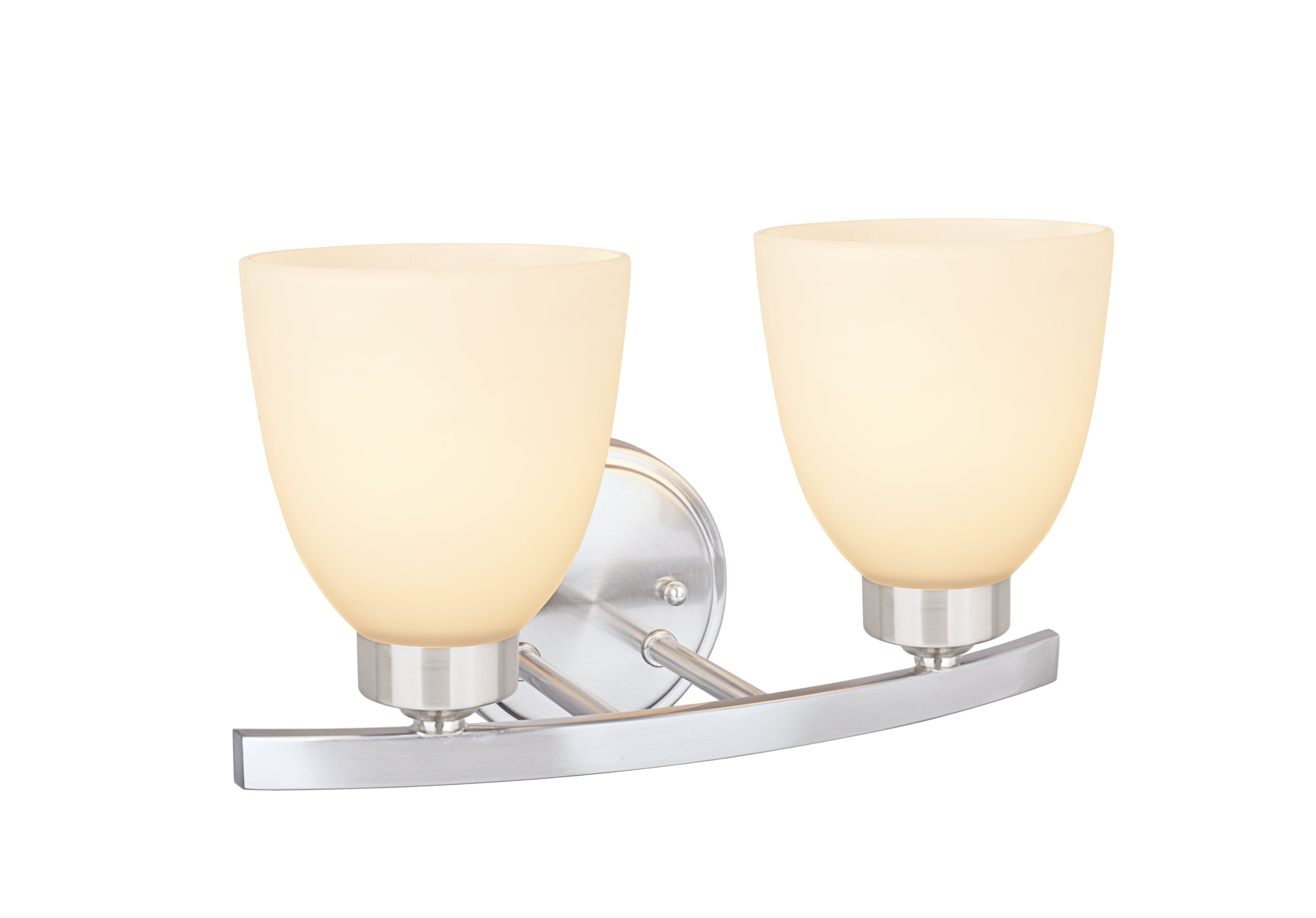 Aspen Creative 62203-1, Two-Light Metal Bathroom Vanity Wall Light Fixture, 13" Wide, Transitional Design in Satin Nickel
