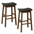 thumbnail image 1 of Costway Woven Saddle Stools Set of 2 31" Faux PU Leather Bar Height Kitchen Stool, 1 of 8