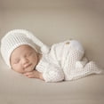 thumbnail image 3 of harmtty 1 Set Baby Photography Romper Great Flexibility Jacquard Pattern Infants Jumpsuit Adorable Newborn Photography Props Crochet Outfit,White, 3 of 7