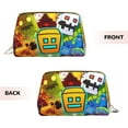 thumbnail image 2 of Lsque Geometry Dash Pattern Genuine Leather Makeup Bag Cosmetic Pouch Travel Organizer Toiletry Clutch Large Capacity Travel Cosmetic Bag, 2 of 6