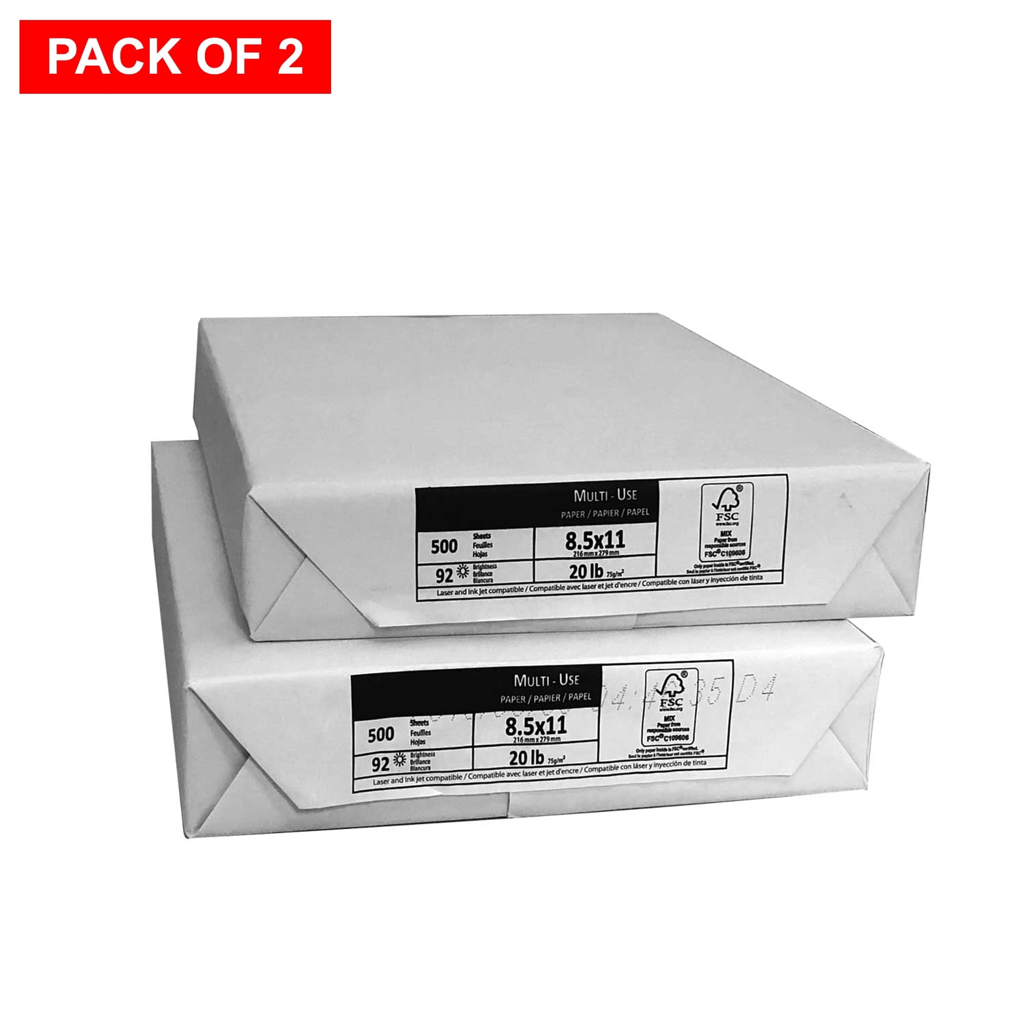 Copy Paper Premium Office Paper, White, 92 Brightness, 8.5 x 11 Inches (Letter Size), 500 Sheets Per Pack, Pack of 2 Reams (Total 1,000 Sheets)