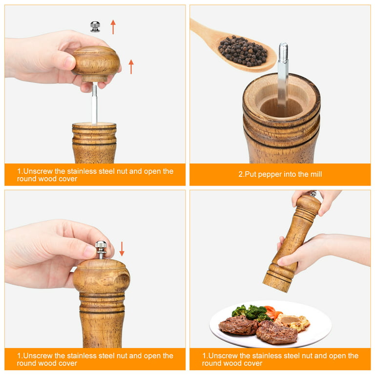 L'Chaim Meats Oak Wood Pepper or Salt Mill Grinder Ceramic Adjustable –  lchaimmeats