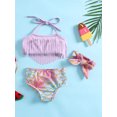 thumbnail image 3 of Baby Girls Three Piece Swimsuits, Halter Tassel Tops + Bikini Bottom + Headband Set, 3 of 10