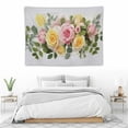 thumbnail image 3 of ONETECH  Tapestry White Pink Yellow Rose Flowers Love Eucalyptus Flora Leaves Nature Vignette Design Green Beautiful Wall Tapestry Wall Decor Blanket for Bedroom Home Dorm, 3 of 7