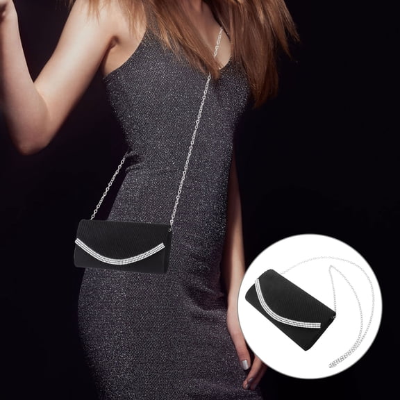Luxshiny Eye-Catching Black Evening Clutch with Chain for Weddings and Proms