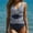 #043-Blue, variant on Ounisa Tummy Control Swimsuits for Women Slimming One Piece Bathing Suit Retro Ruched Push Up Vintage Padded Swimwear