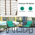 thumbnail image 5 of Costway 3PCS Patio Rattan Bistro Set Cushioned Chair Glass Table Deck Turquoise, 5 of 10