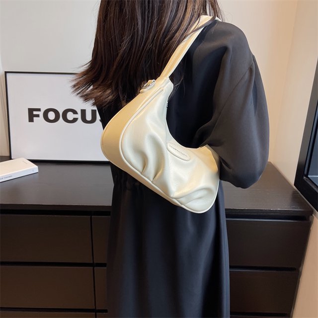 Bolso de hombro para mujer, bolso de moda para axilas, bolsos de mano informales plisados (blanco) Sywqhk Para Estrenar