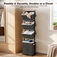 thumbnail image 4 of Laundry Hamper, Laundry Basket, 4 Tier Laundry Sorter, Metal Stackable Laundry Basket Organizer with Removable Basket and Removable Bags, 59"x12.6"x15.7" Clothes Organizer Basket, Black, 4 of 9
