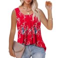 thumbnail image 5 of Summer Savings Clearance 2023! Tunic Tops for Women Loose Fit Casual Vintage Solid Color Pleated Sleeveless Crew Neck Tank Shirts, 5 of 7