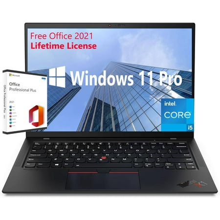 Lenovo ThinkPad X1 Carbon Gen 9 Laptop, 14" Ultrabook, Intel Core i5-1135G7, 8GB RAM, 1TB SSD, Intel Iris Xe Graphics, Windows 11 Pro, Office Professional 2021 with Lifetime License