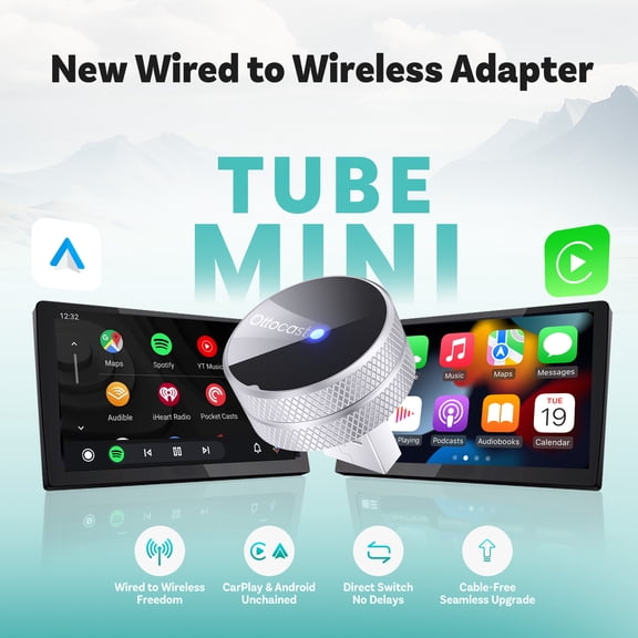 Ottocast Ottocast Mini ​​Tube​​ 2 in 1 Wireless CarPlay Android Auto Adapter Tiny  Car Accessories for Ford Haval Audi VW Buick Toyota for iPhone Android Phone
