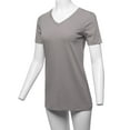 thumbnail image 5 of A2Y Women's Basic Solid Premium Cotton Short Sleeve V-neck T Shirt Tee Tops Mid Grey M, 5 of 6