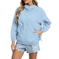 thumbnail image 2 of FDGIU Women's Oversized Hooded Windbreaker Jacket, Full Zip Elastic Cuff Lightweight Casual Coat with Zipper Side Pockets for Hiking Beach Travel Daily Layering, 2 of 8
