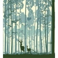thumbnail image 3 of Deer Duvet Cover Set, Animal Silhouette in Foggy Forest Animals in Nature Themed Cartoon Dusk Art, Decorative 2 Piece Bedding Set with 1 Pillow Shams, Twin Size, Black White Grey, by Ambesonne, 3 of 3