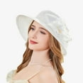 thumbnail image 2 of Women's New Summer Fisherman Hat Sun Hat Elegant Temperament Sunshade Hat Large Brim Sunscreen Hat French Teens Flat Hat Women Ladies Stretch Hats Painters Men Girls Leather Wool Large Women, 2 of 4