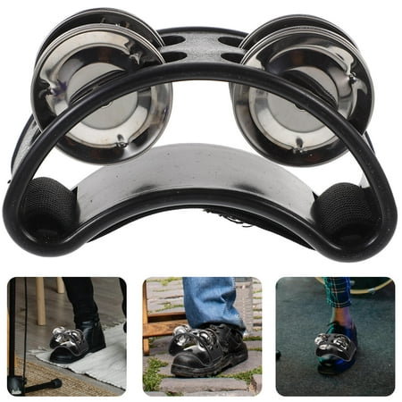 BESTOYARD Foot Tambourine Shaker Percussion Music Instruments In Black Color For Musicians 1Pcs
